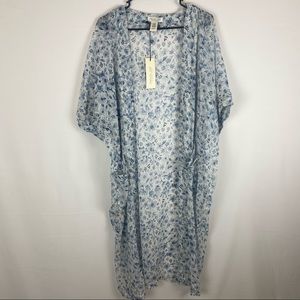 Rachel Zoe Floral White/Blue Beach Cover Up NWT